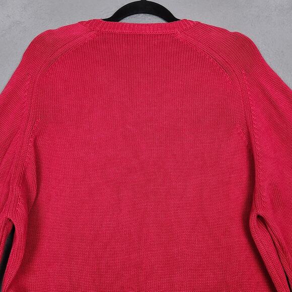 Vintage Lands End Sweater Mens Large Tall Red Drifter V Neck Knit Made USA 90s - Picture 7 of 11